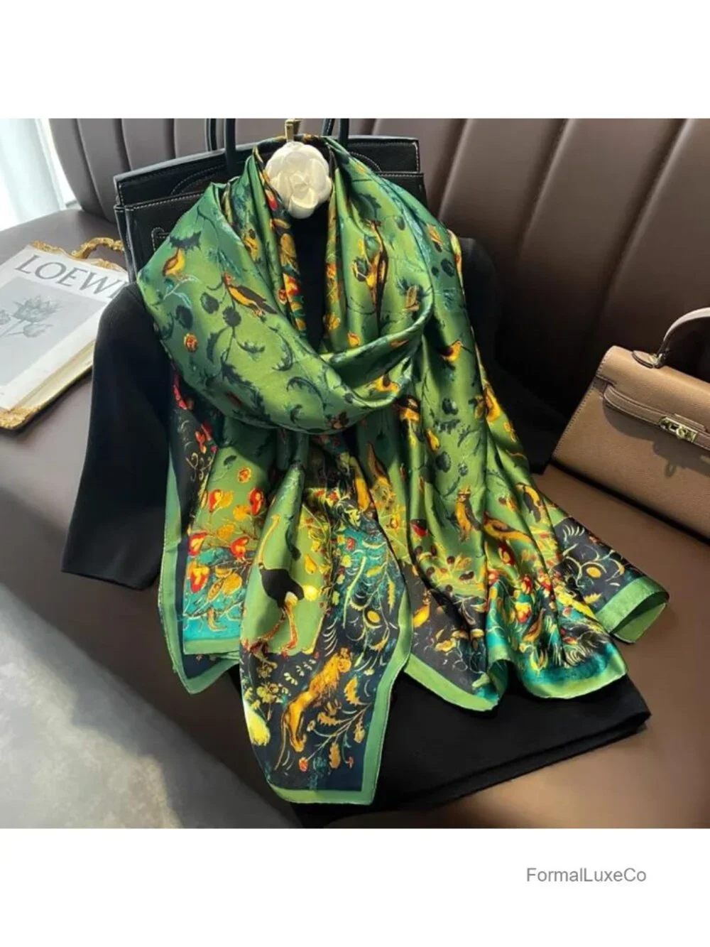 Lightweight Long Floral Scarf Shawl Wrap Satin Evening Pashmina